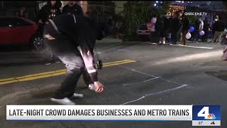 Late-night crowd leaves trail of destruction in downtown LA