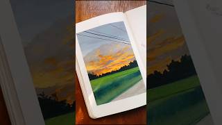 landscape painting 🏞️#artshorts #paintwithme #illustration #gouache #landscapepainting