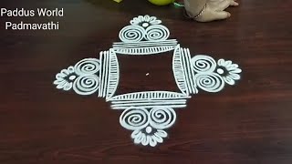 Sukravaram Muggulu 🍀 3x3 Dots Easy Rangoli Designs 🍀 Latest Sravana Masam Muggulu 🍀 Paddus World