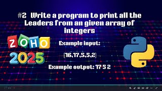 Zoho Interview Question (2025) | Round 2 Coding | Leaders in an Array | codeandinnovate