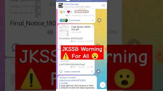 JKSSB Warning For The Aspirants 😮 #jkssb #jkssbnewupdate #jkssbjobs