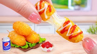 🌭 Cheesy Miniature Fried Korean Mozzarella Corn Dog Recipe 🧀 Cooking And Eating Tina Mini Cooking