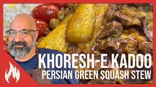 Khoresh-e Kadoo (Persian green squash and sour grape stew - with beef) - خورش کدو با دستور انگلیسی