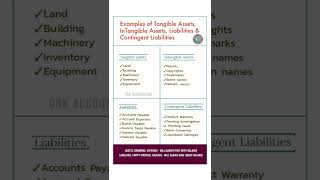 Examples of Tangible, InTangible Assets, Liabilities & Contingent Liabilities! #accounts #ytshorts