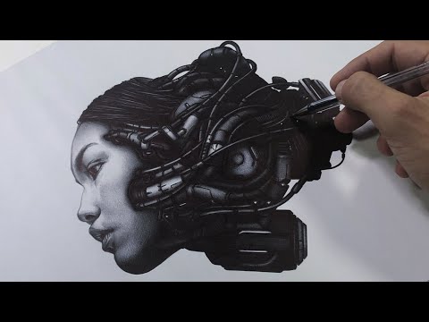 Step by step ballpoint pen drawing process