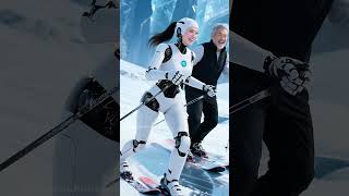 Robot girl and man skiing  - Ep.106 #robot #robots #robotgirl #robotgirls #ai #cuterobot #viral #fyp