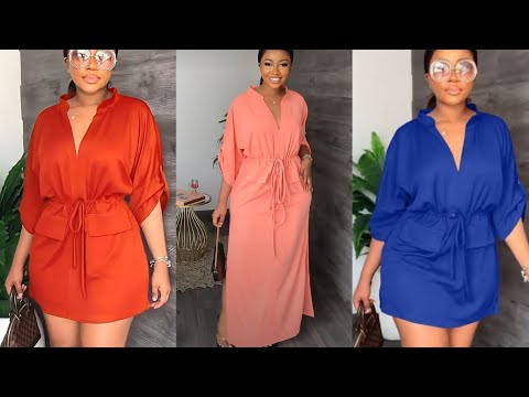 How To Make A V-Neck Dress With Waist Drawstring  & Pocket Illusion.#howto,#collar,#pocket,#sleeve