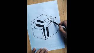 3d drawing trick art on  paper  #3ddrawingpencil #drawing #3dtrick
