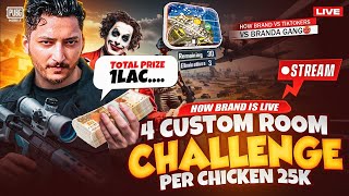 1 Lac Prize Pool Custom Rooms😍 | Kon Jeety Ga 😨 | Pubg Mobile | HOW BRAND
