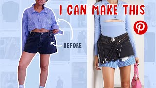 DIY Crossover Mini Skirt! | Jeans Thrift Flip | Upcycling My Dream Pinterest Wardrobe