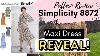SIMPLICITY 8872 PATTERN REVIEW. #SEWMAXIFORMOTHERSDAY DRESS REVEAL, SEW A MAXI DRESS FOR BEGINNERS
