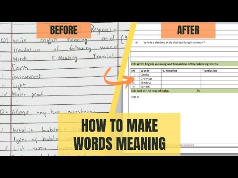 Create Word Meaning Format in MS Word | For Students & Teachers