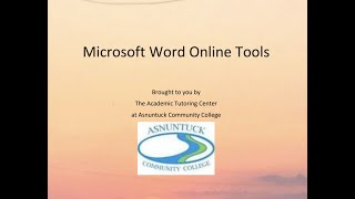 Microsoft Word Online Tools