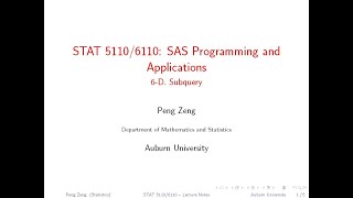 SAS - 6D - Proc SQL Subquery