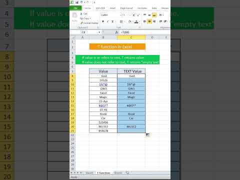 T function in Excel, T formula in Excel, How to use T function #exceltips #exceltricks