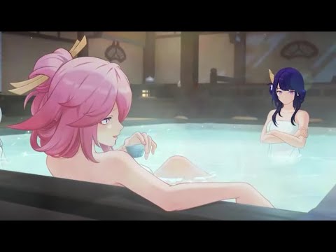 Genshin bath scene but it's just Yae and Ei