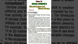 class10 | Geography | Climatic Regions And Climate change | Notes