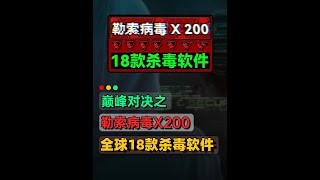 巔峰對決！200個勒索病毒 PK 全球18款殺毒軟件（上） #電腦病毒#殺毒軟件#電腦