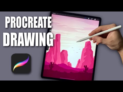 DRAWING DESERT LANDSCAPE IN PROCREATE (#shorts)