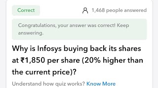 Why is Infosys buying back its shares at ₹1,850 per share (20% higher than the current price)?
