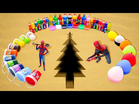 How to make Rainbow Pine Tree with Cement & Orbeez, Balloons of Fanta, 7up, Coca Cola vs Mentos