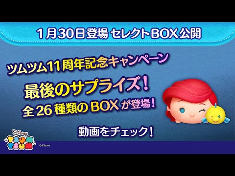 1/30ツムツム11周年記念キャンペーン最後のサプライズ！全26種類のセレクトBOXが登場！さっそく動画でチェック！【ツムツム公式】