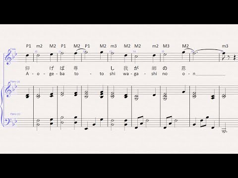 Azumanga Daioh - Aogeba Totoshi (仰げば尊し) sheet music transcription
