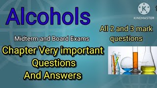 2nd puc Alcohols important questions for midterm exam