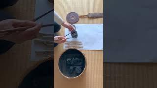 後炭(炉)炭とりの準備(炭の組み方)【裏千家】 #shorts