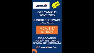 Zensar Off Campus Drive 2022 | Junior Software Engineer | IT Job | Engineering Job |Across India