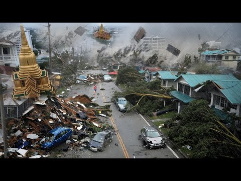 Chaos in Thailand: Strong storm and heavy rain hit Samut Prakan, houses collapsed, roads like sea