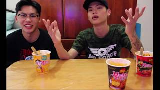 挑战吃韩国拉面+试吃韩国拉面 两倍辣到我流口水！！？？
