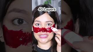 😱100 LAYERS CHALLENGE| peel off lip Stain as a Blush😆 #shorts #100layerchallenge #peelofflipstick