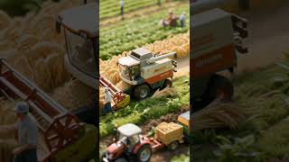 Tiny AI Farmers Wheat Cutting ?! 🌾🤯 #FutureOfFarming #AIMiniatures #MiniFarm
