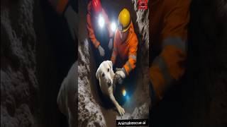 The white dog falling hole saved dog rescue teams #viralshort #ai #humanity