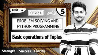 Basic operations of Tuples in Tamil  Problem Solving and Python Programming in Tamil | GE3151 Unit 4