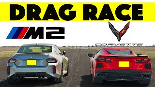 $70k Question! 2025 BMW M2 vs Chevy Corvette C8. Drag and Roll Race