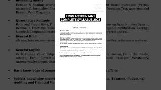 EMRS Accountant Syllabus 2023 | EMRS Recruitment 2023 #shorts #emrs2023  #syllabus