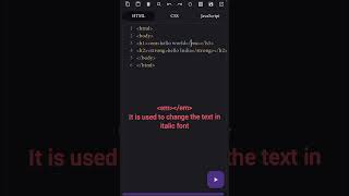 text format tags in html//emphasis//strong//#shorts #ytshorts #html #css#webdevelopment