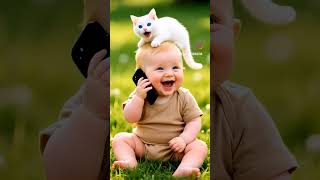 cute baby 🐥🐥🐥🐥 aur billi#speaker #aiexplorers #aimonkeyvlog #aivideo #aishorts