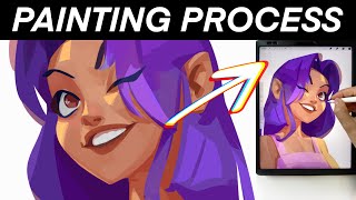 Cute Girl illustration PAINTING PROCESS | Tanalieku