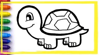 BABY TURTLE Drawing and Coloring pages for kids toddlers Learn colors | Whoopee Playhouse