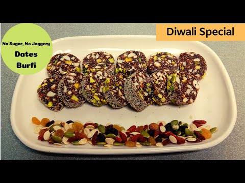 No Sugar Healthy Sweet | Dates Burfi Recipe | Dates Roll | Homemade sweets | How to Make Date Burfi