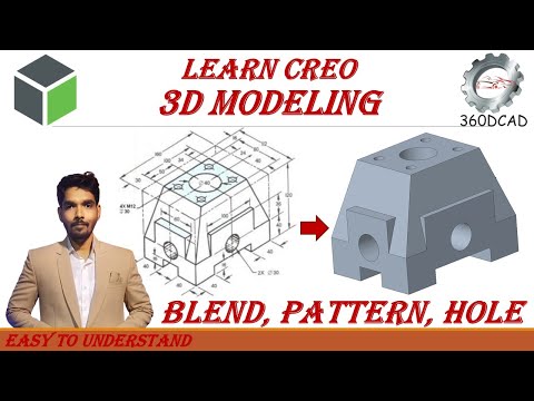 Creo Part Modeling (Advanced): Blend Command, Hole, Linear Pattern | In Hindi