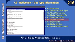 C# Reflection Assembly Info | Part 6 - Get Class Properties | C# Advanced #216
