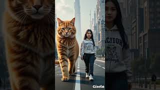 Gisela Walking With Cat #cat #catshorts #aicat #ai2025