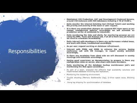Self Introduction and Responsibilities of DBA.