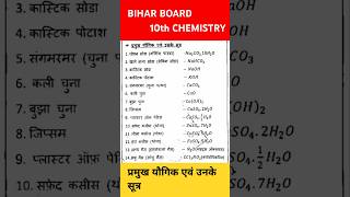 प्रमुख यौगिक और उनके सूत्र #10th #10thobjective #shortsvideo #chemistry #2025 #bseb_2025 #motivation