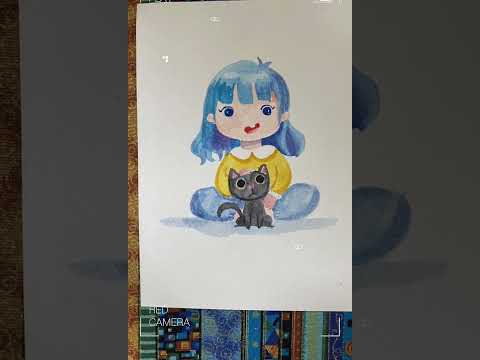 手绘插画｜我有一只小黑猫，喵～（彩铅/水彩）