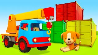 Helper cars cartoons for kids. Full episodes of funny cartoons. Learn colors for kids & crane truck.